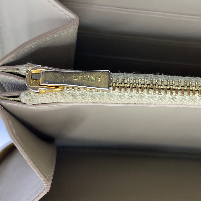 Celine women's two-toned beige and blue leather wallet
