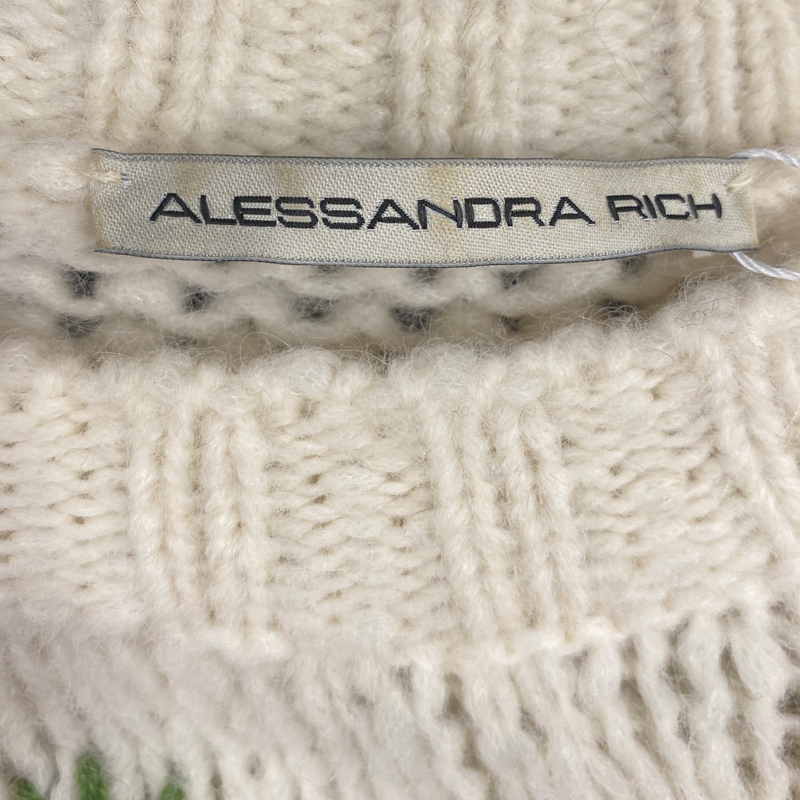 Alessandra Rich women's ecru alpaca cropped jumper
