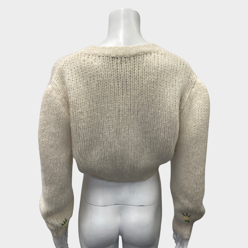 Alessandra Rich women's ecru alpaca cropped jumper