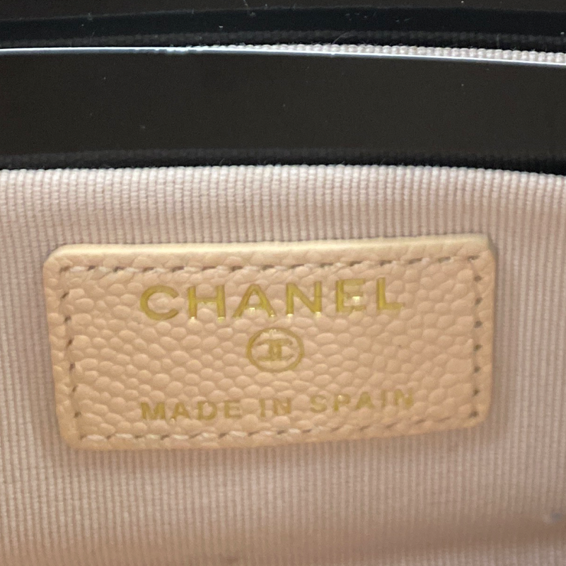 Chanel women's peach caviar leather pouch