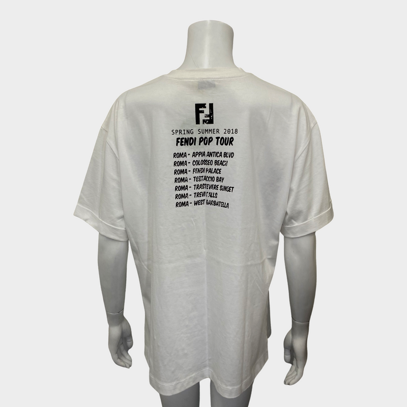 Fendi women's white cotton t-shirt with palm-tree graphic design