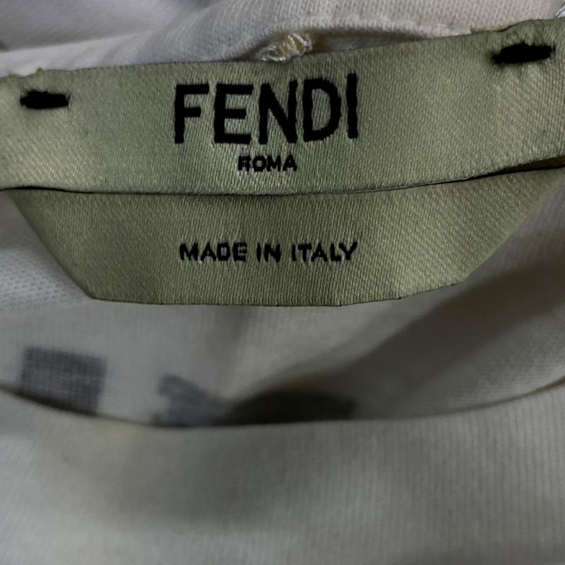 Fendi women's white cotton t-shirt with palm-tree graphic design