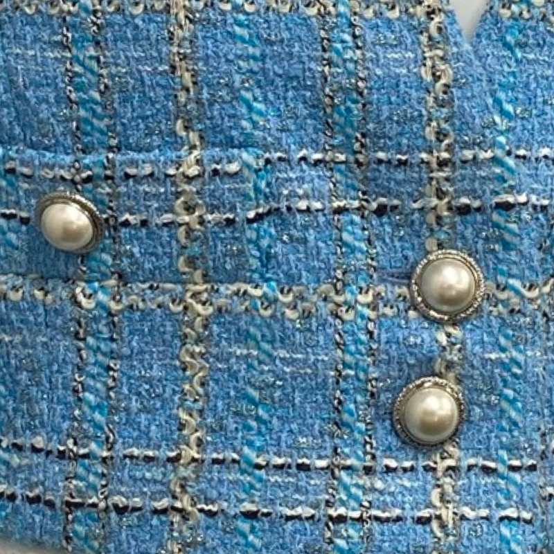 Alessandra Rich women's blue tweed set