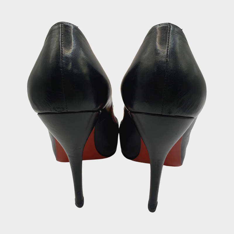Christian Louboutin black leather open-toe platform heels