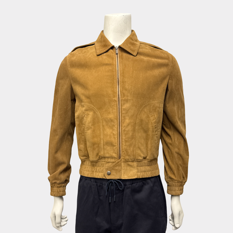 Saint Laurent Men's Brown Suede Zipped Jacket