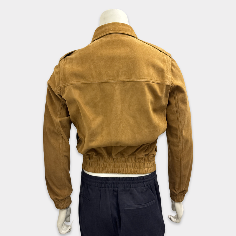 Saint Laurent Men's Brown Suede Zipped Jacket