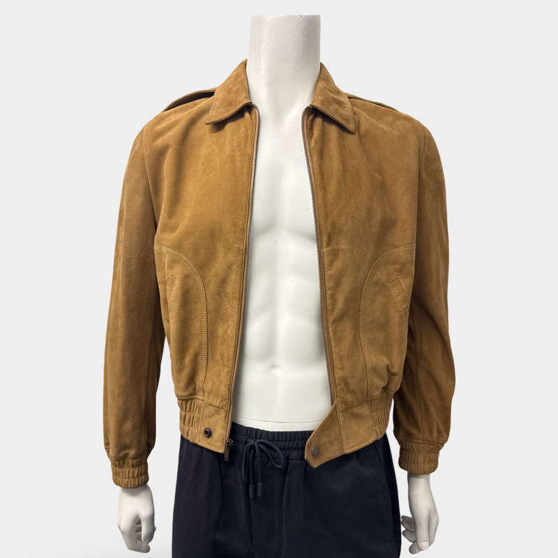 Saint Laurent Men's Brown Suede Zipped Jacket