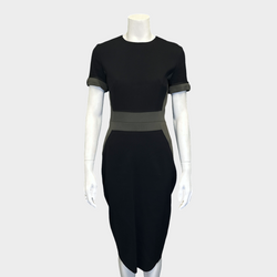 Victoria Beckham black and grey viscose blend mid-length panelled dress
