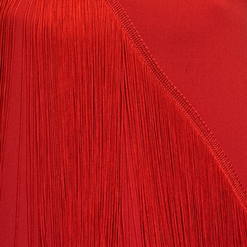 Stella Mccartney women's red viscose sleeveless fringed top