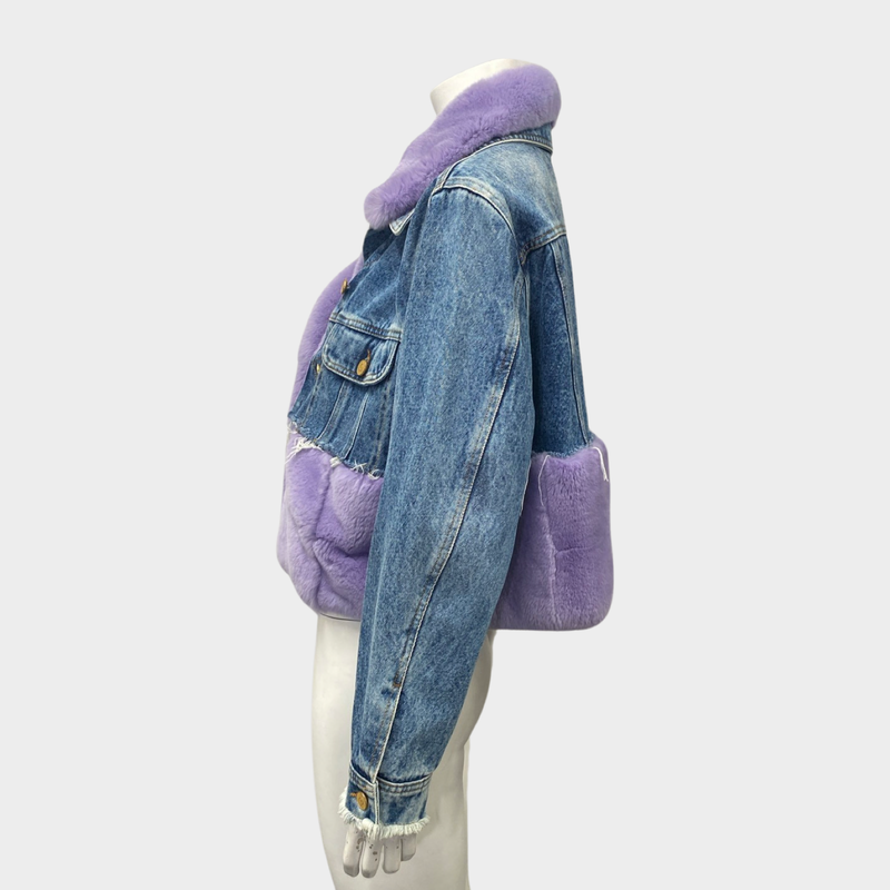 Natasha Zinko women's blue denim jacket with fur