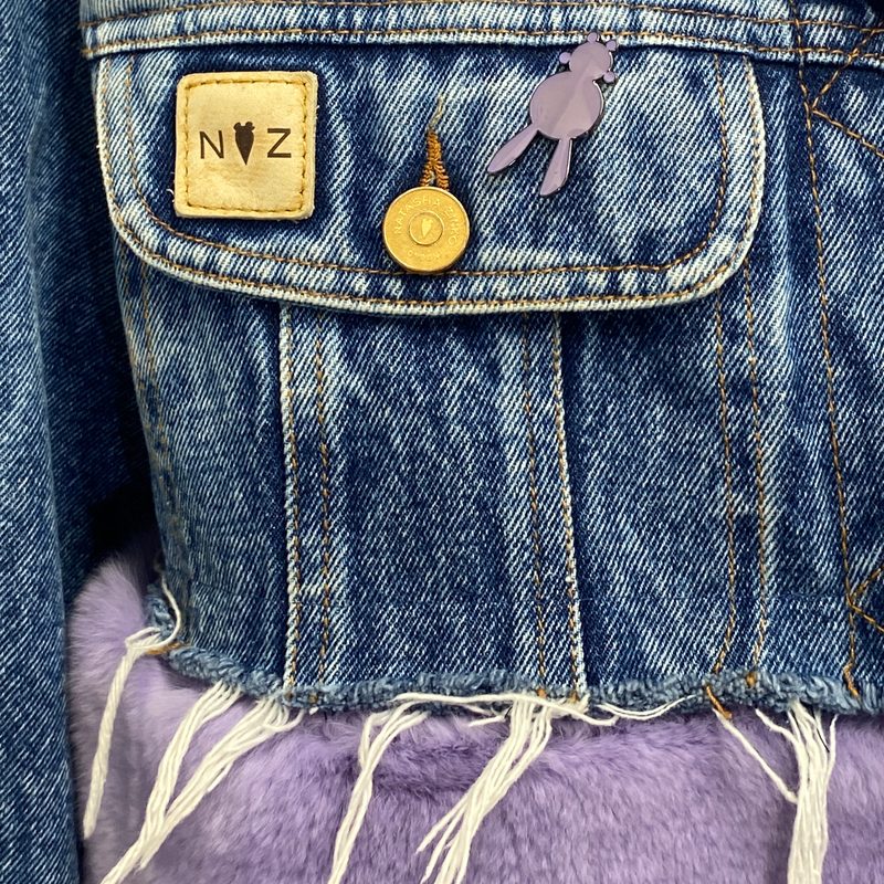 Natasha Zinko women's blue denim jacket with fur