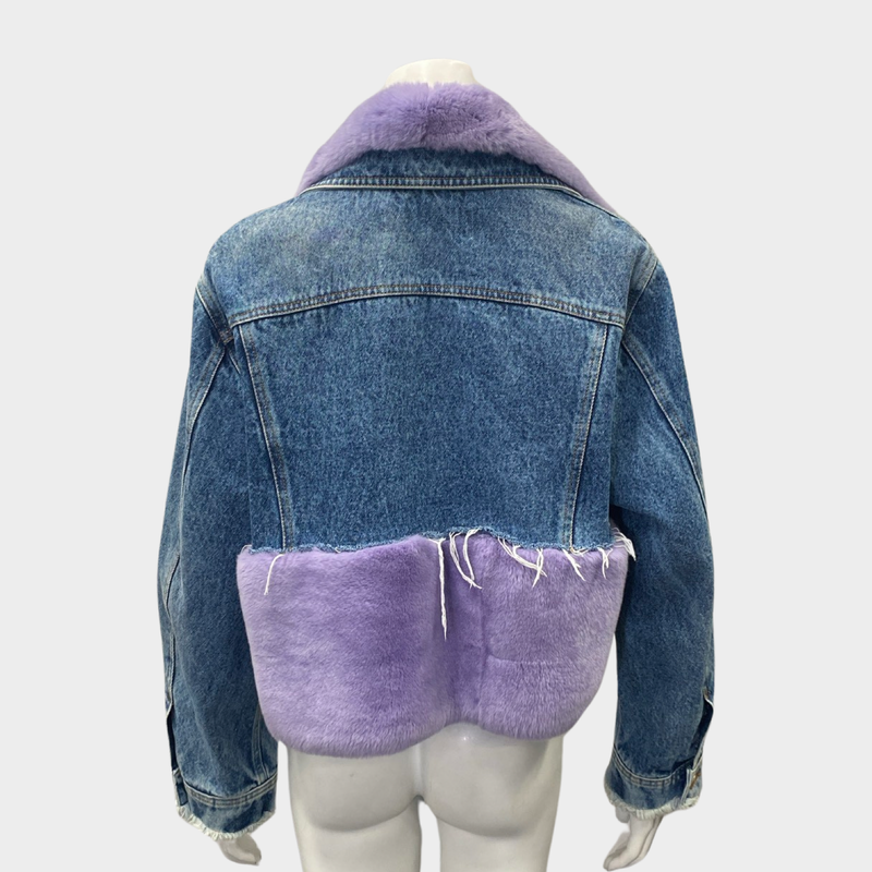 Natasha Zinko women's blue denim jacket with fur