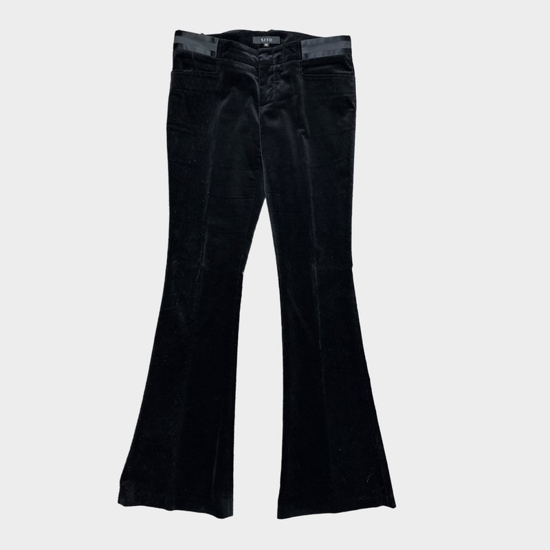 GUCCI women's black velvet low-waisted flared trousers