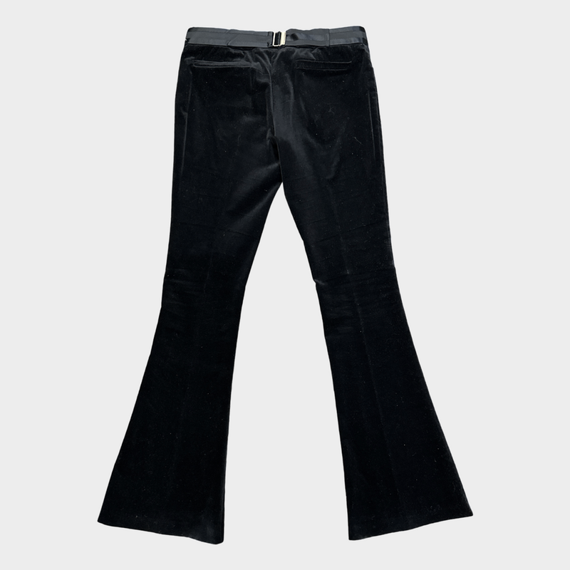 GUCCI women's black velvet low-waisted flared trousers