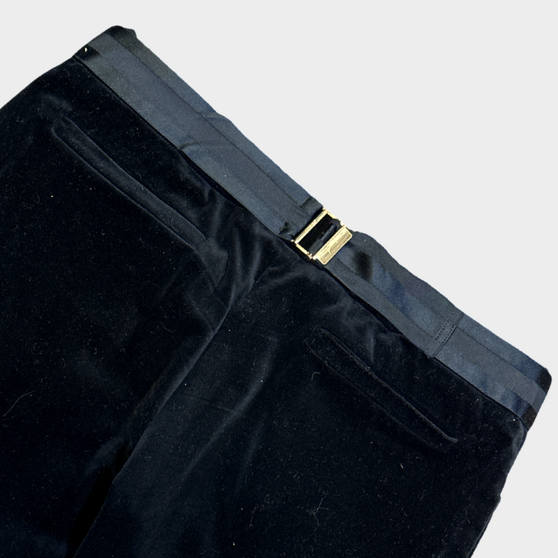 GUCCI women's black velvet low-waisted flared trousers