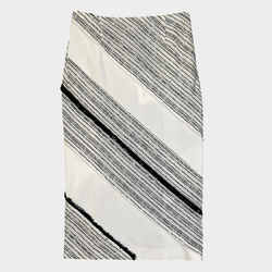 Roland Mouret black and white striped cotton/polyester skirt