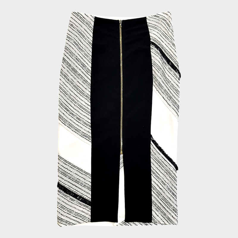 Roland Mouret black and white striped cotton/polyester skirt