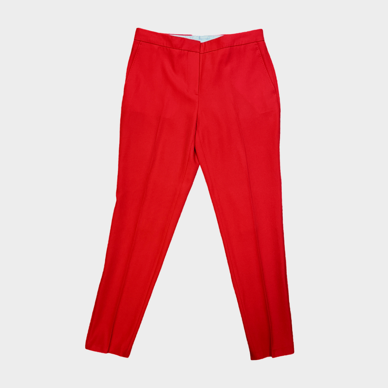 Burberry women's red wool regular fit trousers