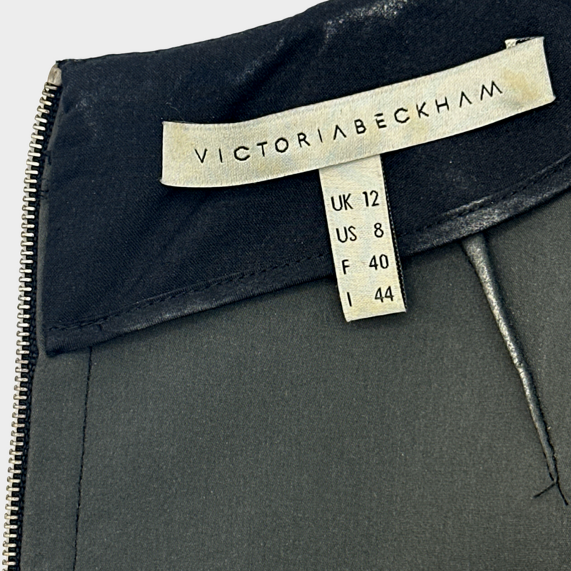 Victoria Beckham black and grey viscose blend mid-length panelled dress