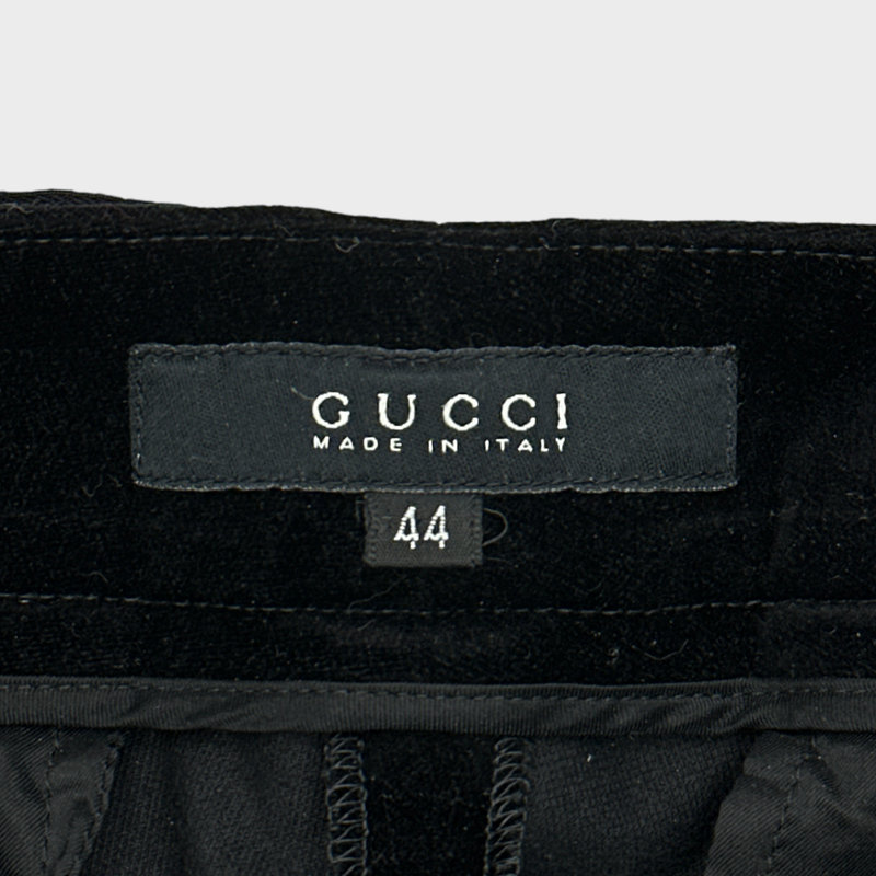 GUCCI women's black velvet low-waisted flared trousers
