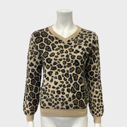Khaite women's brown v-neck leopard print jumper