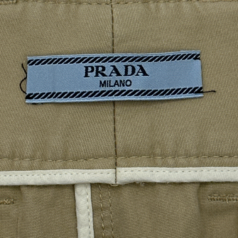 PRADA women's camel cotton regular fit trousers