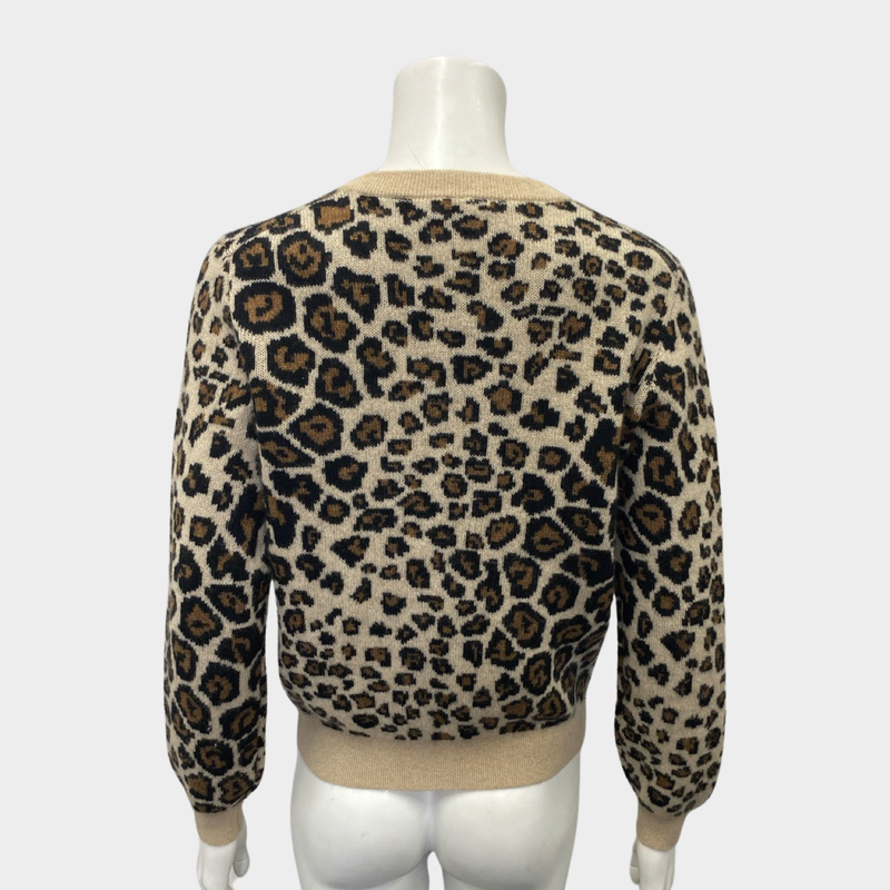 Khaite women's brown v-neck leopard print jumper