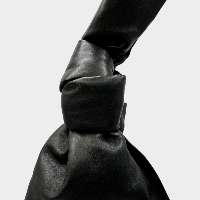 Bottega Veneta women's black soft leather knot mini bag