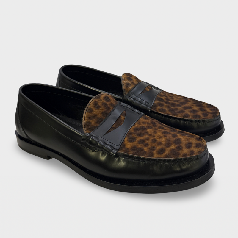 Jimmy Choo Men's Brown and Black pony hair leather Loafers