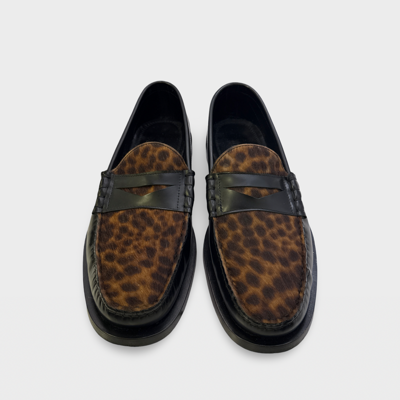 Jimmy Choo Men's Brown and Black pony hair leather Loafers