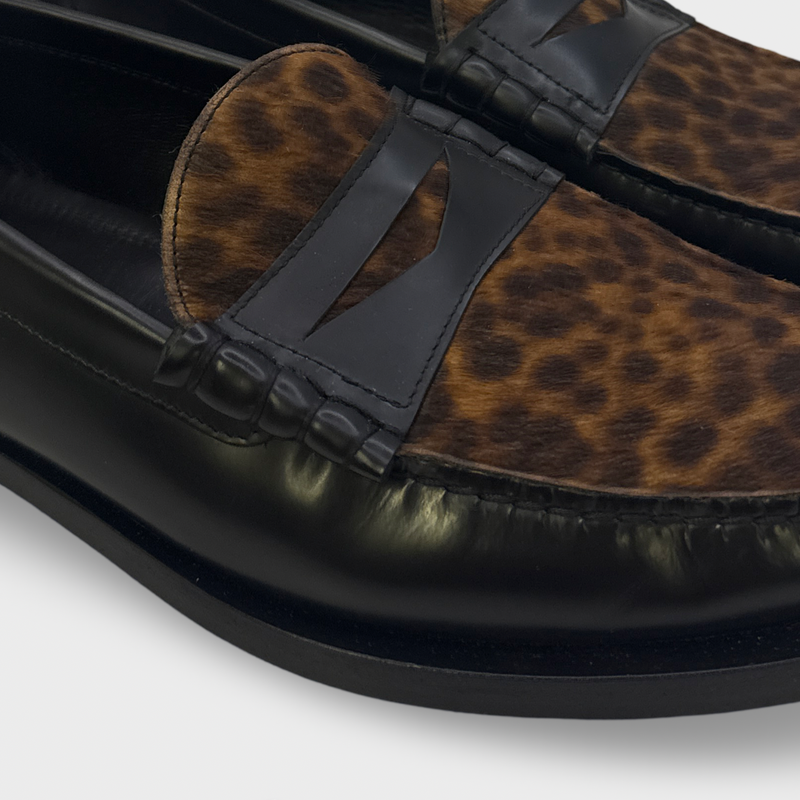Jimmy Choo Men's Brown and Black pony hair leather Loafers