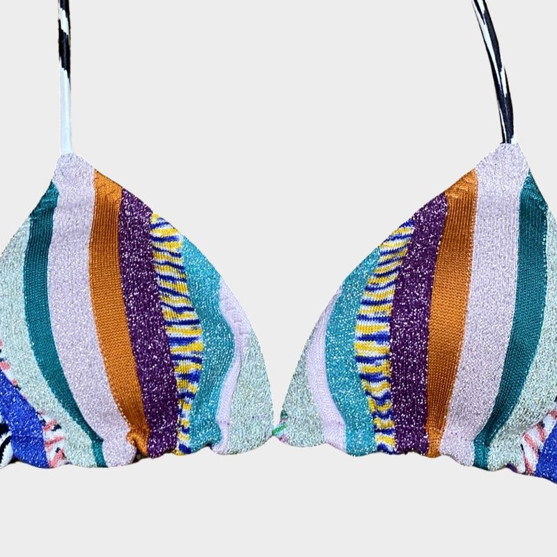 Missoni multicoloured patchwork stripe knitted print bikini