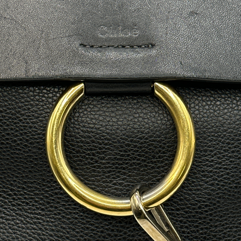 CHLOÉ black grained leather and suede FAYE handbag