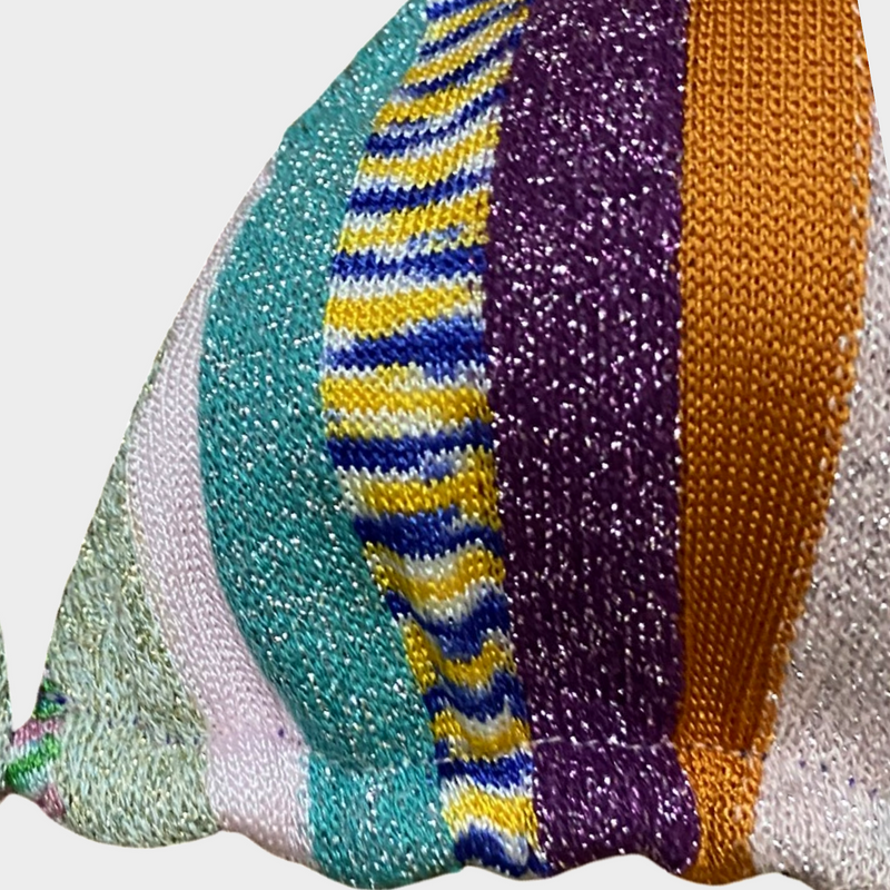 Missoni multicoloured patchwork stripe knitted print bikini