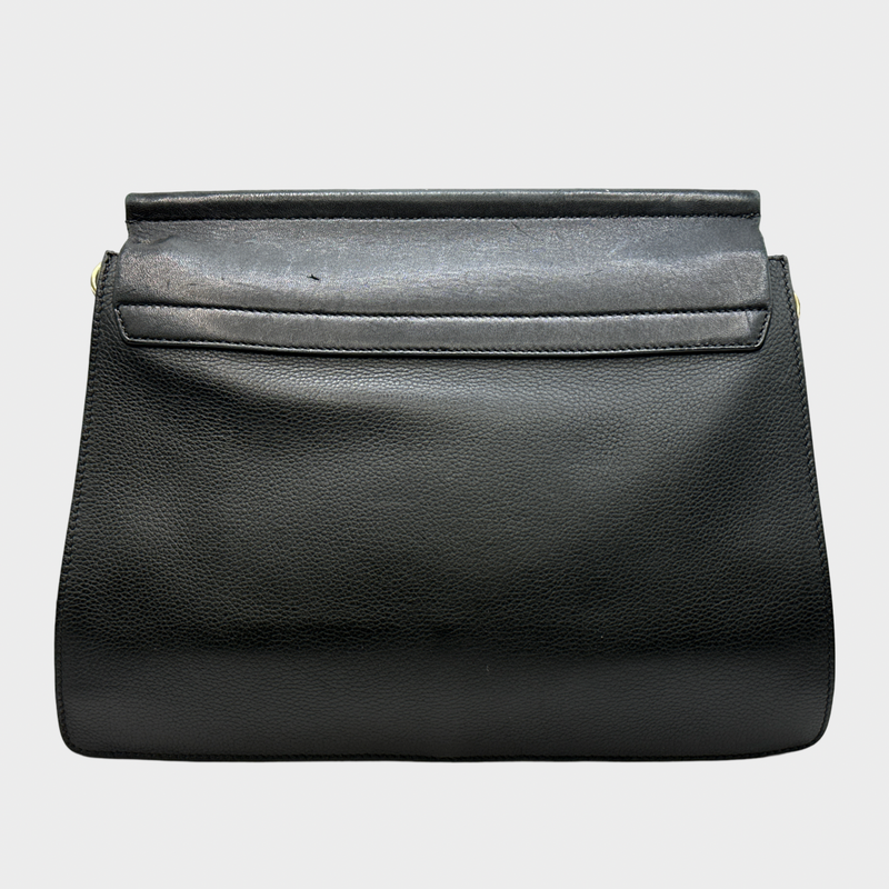 CHLOÉ black grained leather and suede FAYE handbag