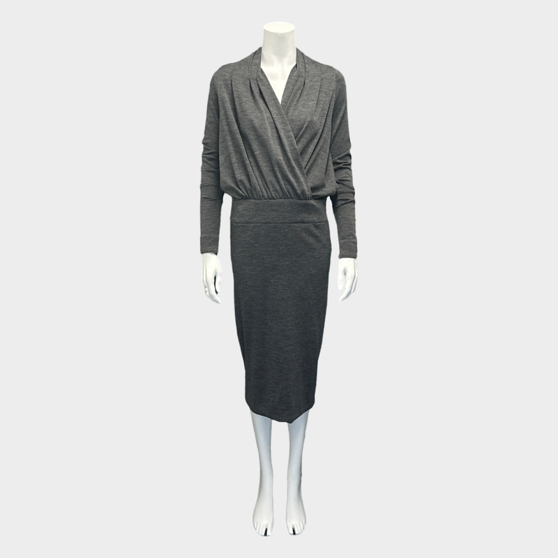 Tom Ford grey jersey long-sleeved draped dress