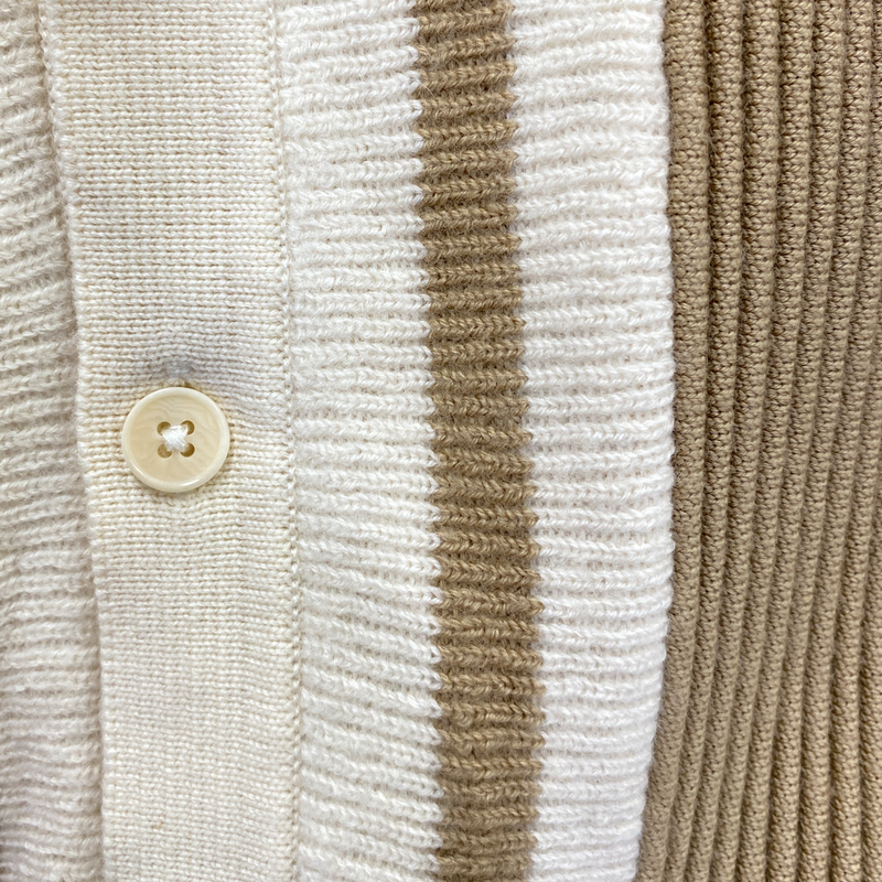 King & Tuckfield men's ecru and brown wool knit cardigan
