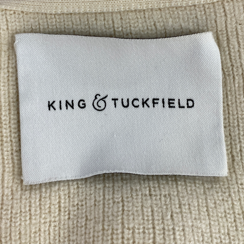 King & Tuckfield men's ecru and brown wool knit cardigan