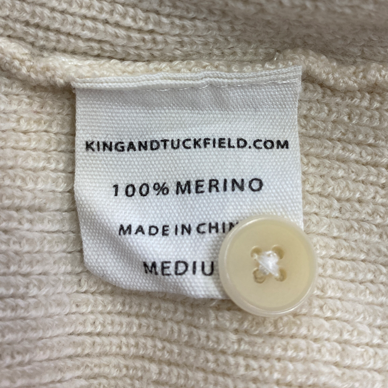 King & Tuckfield men's ecru and brown wool knit cardigan