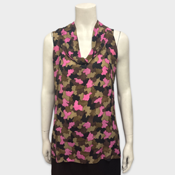 Prada Women's Brown and Pink silk Sleeveless Top