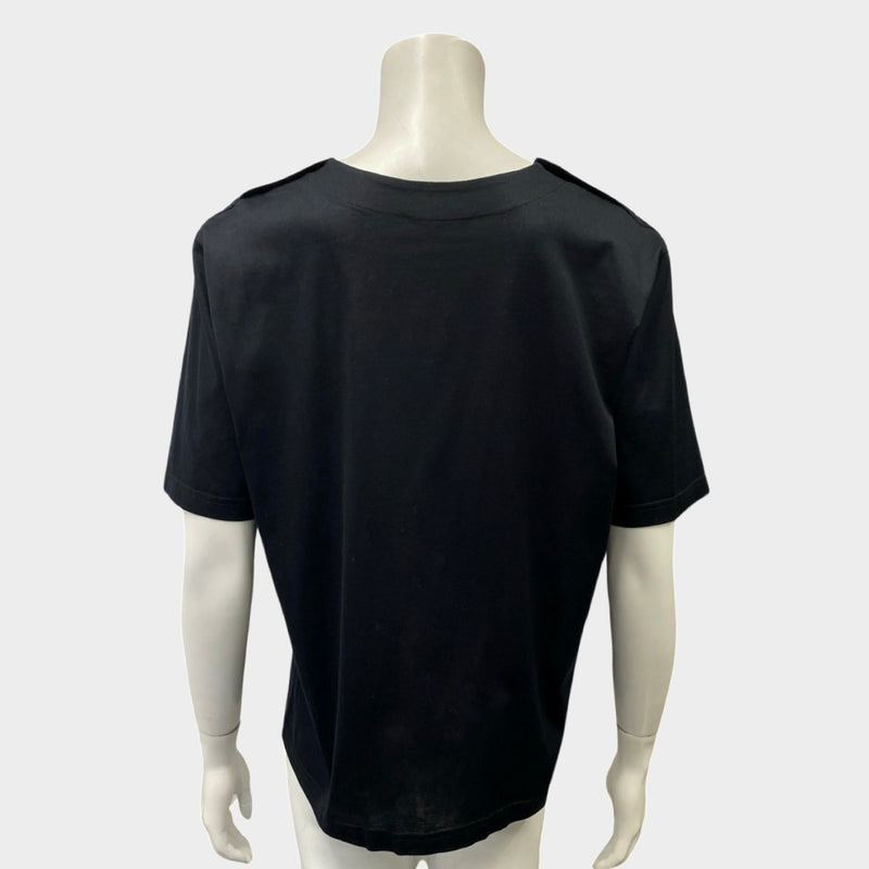 Yves Saint Laurent women's black top with gold buttons