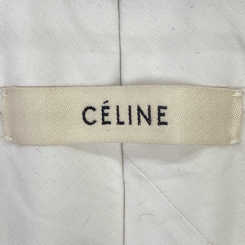Celine women's navy wool trousers with silk strip