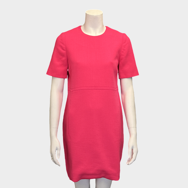 Victoria Beckham pink wool short-sleeved A-line dress