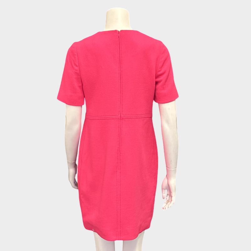 Victoria Beckham pink wool short-sleeved A-line dress