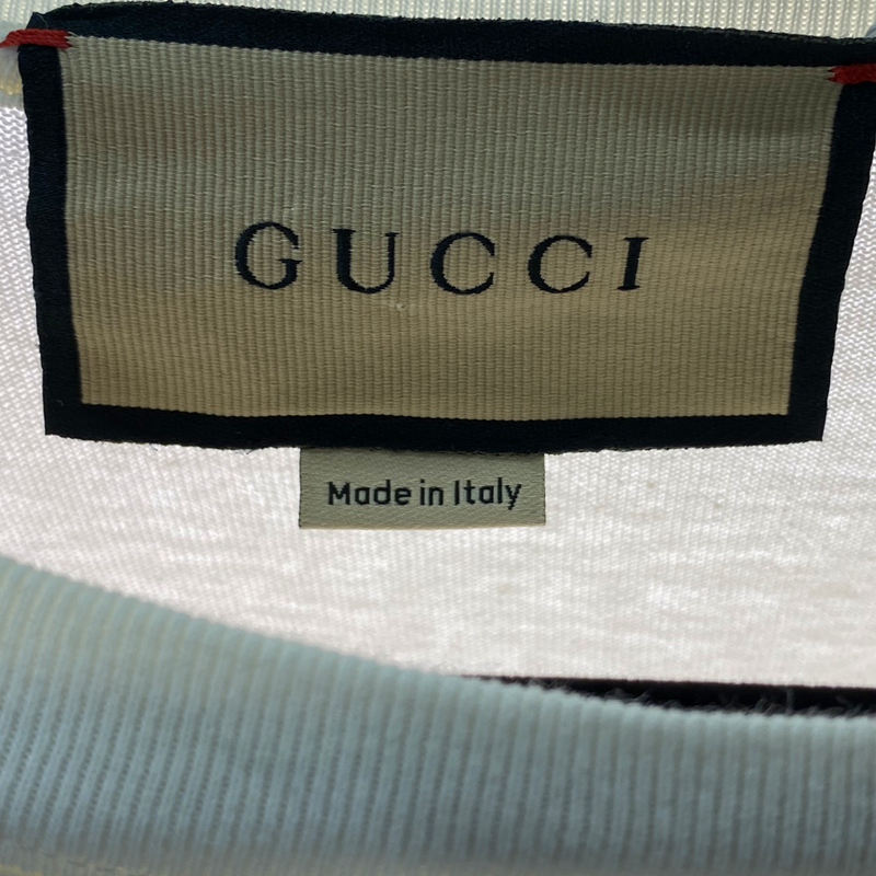 Gucci men's ecru "interlocking G stripe print" cotton t-shirt