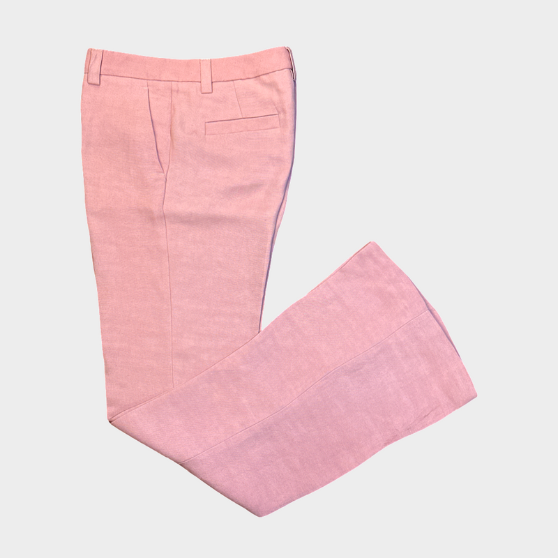 Emilio Pucci women's pink blush linen blend flared trousers