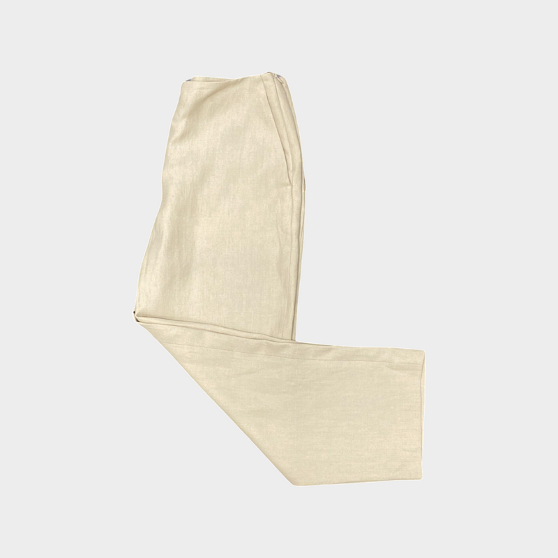 Hermes women's beige linen cropped trousers
