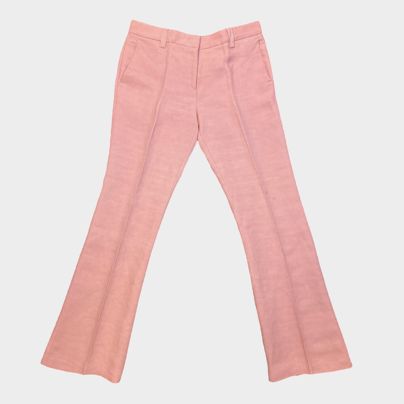 Emilio Pucci women's pink blush linen blend flared trousers