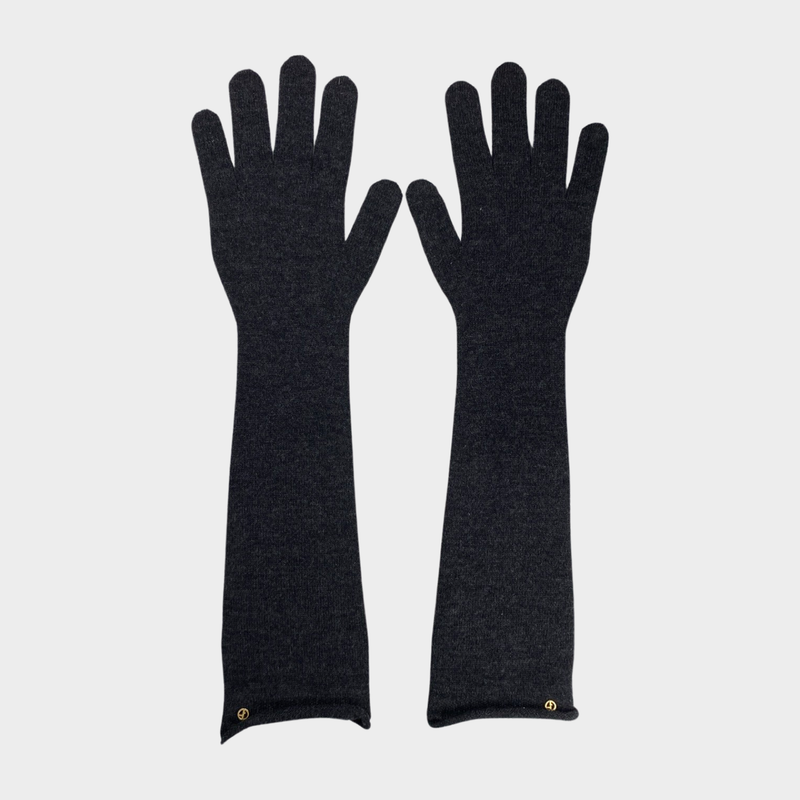 Giorgio Armani women's grey wool long gloves