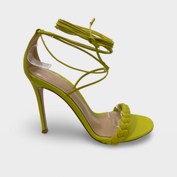 Gianvito Rossi Lime Green Leather Heeled Sandals